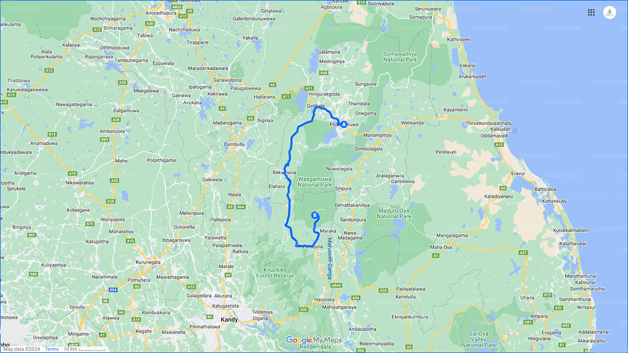 Safari národního parku Wasgamuwa z Polonnaruwy