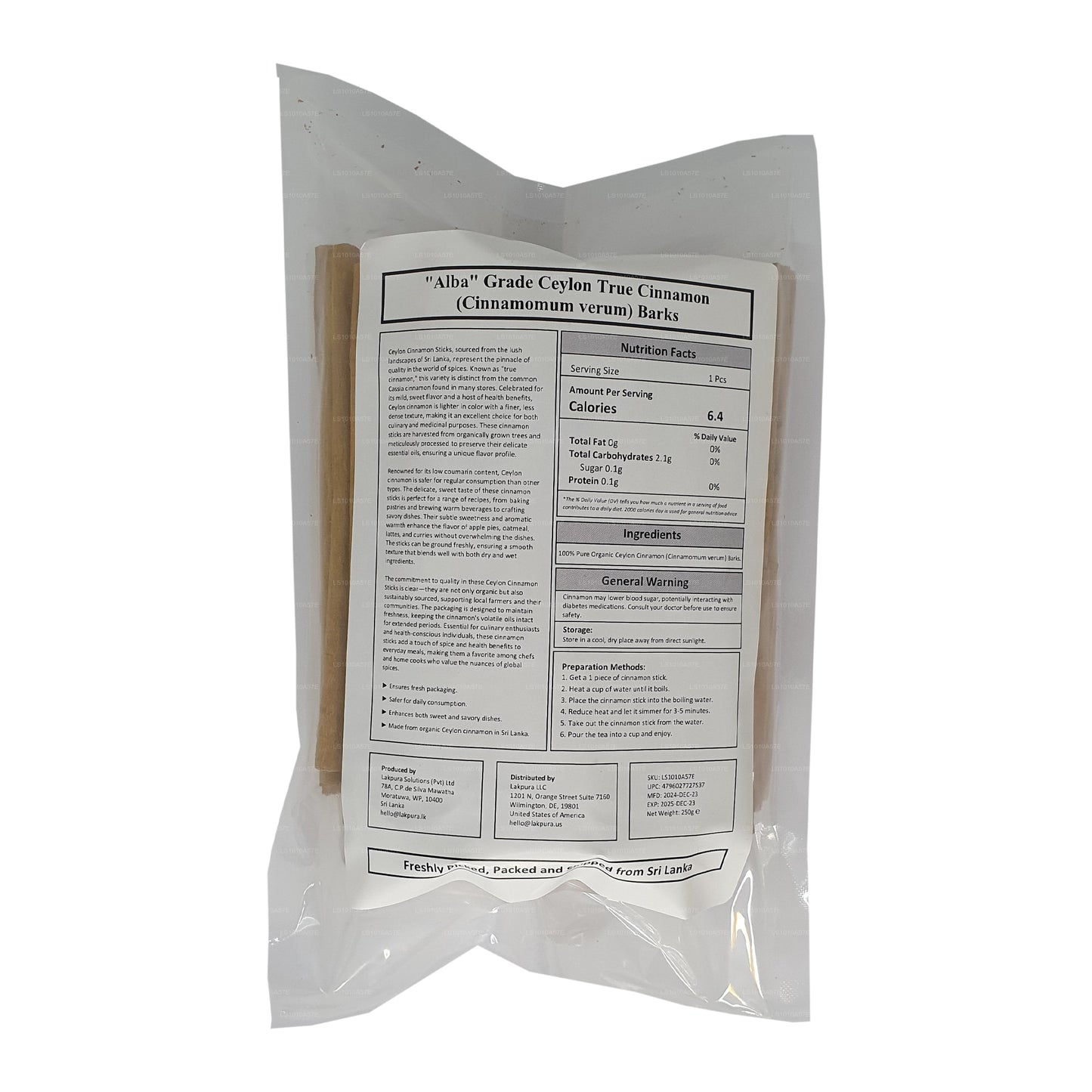 Lakpura ”Alba” Grade Ceylon Sann Kanel Barks Pack