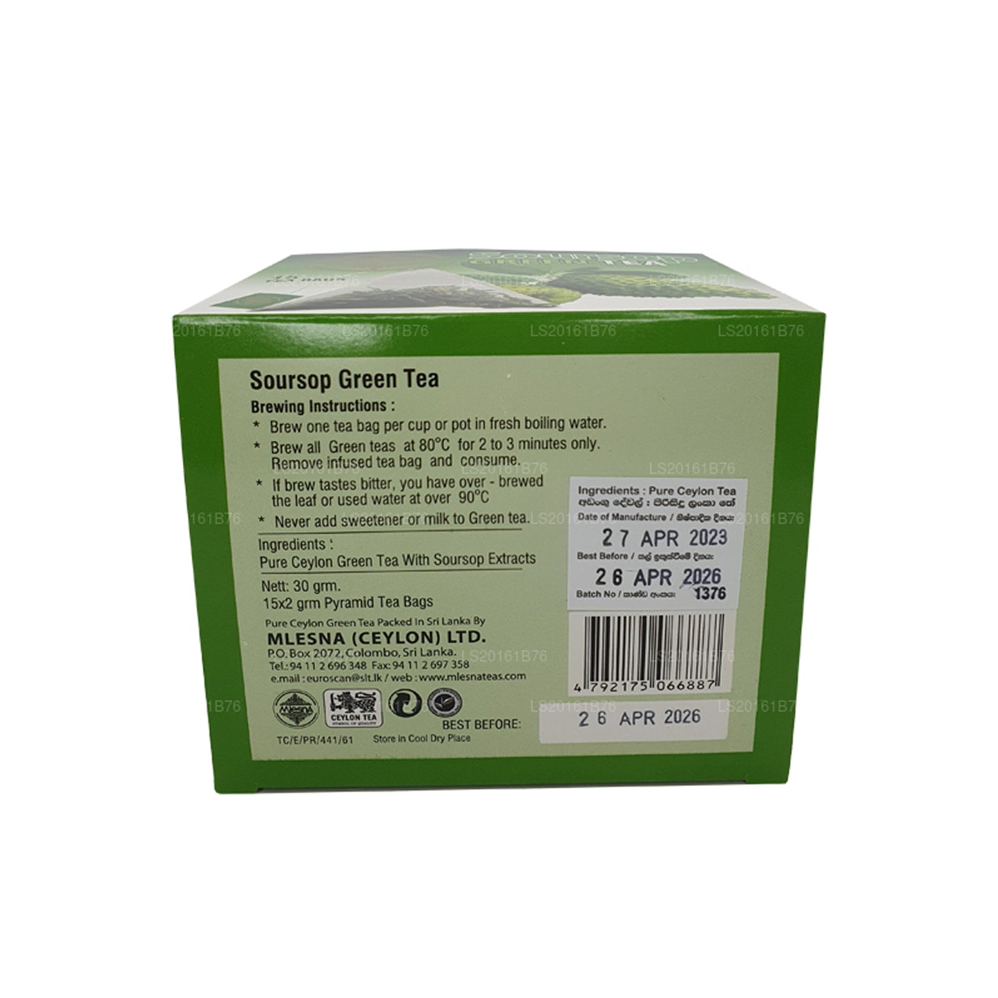 Mlesna Soursop Green Tea (30g) 15 Tea Bags