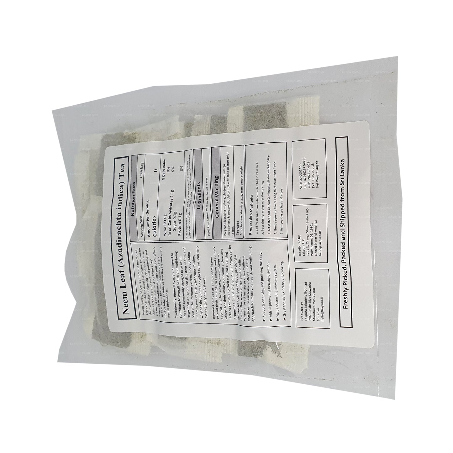 Lakpura Neem Yaprak Çayı (40g) 20 Çay Poşeti