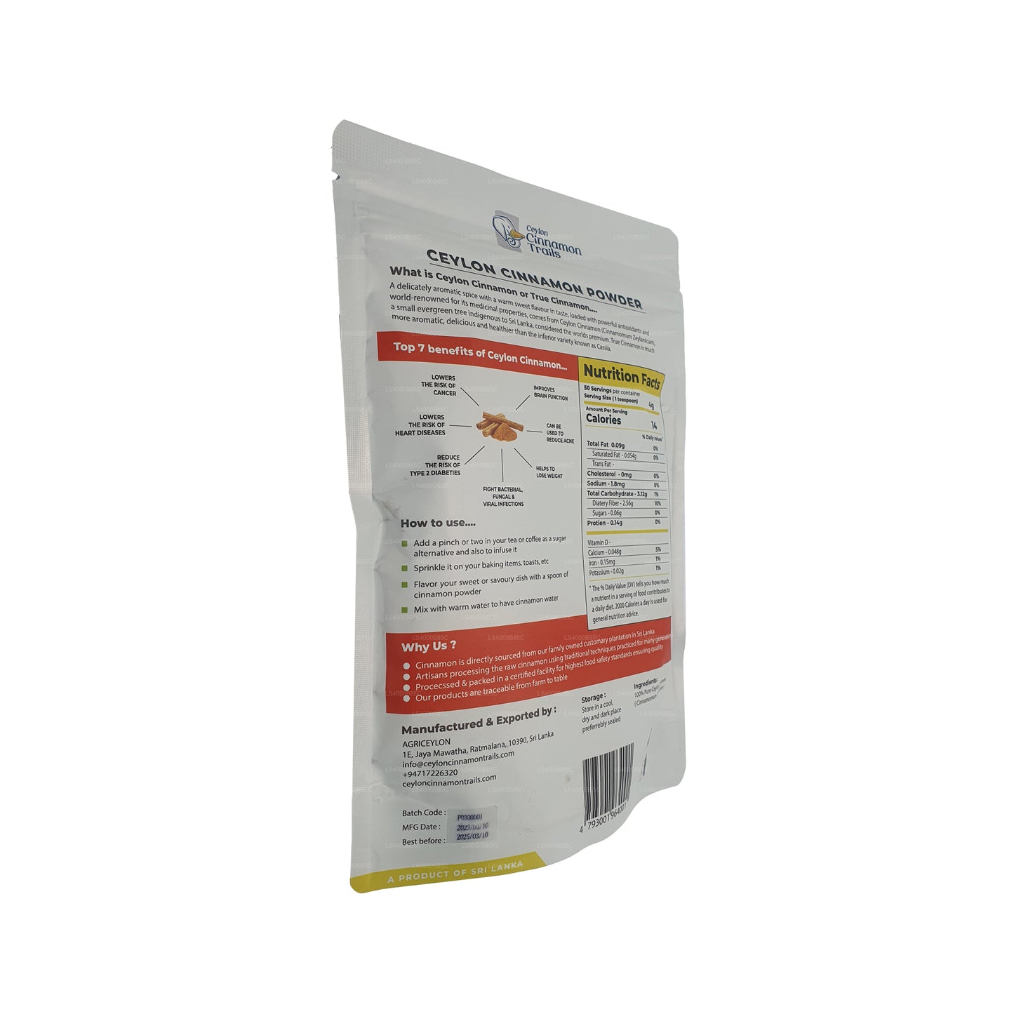 Ceylon Cinnamon Trails skořicový prášek (200g)