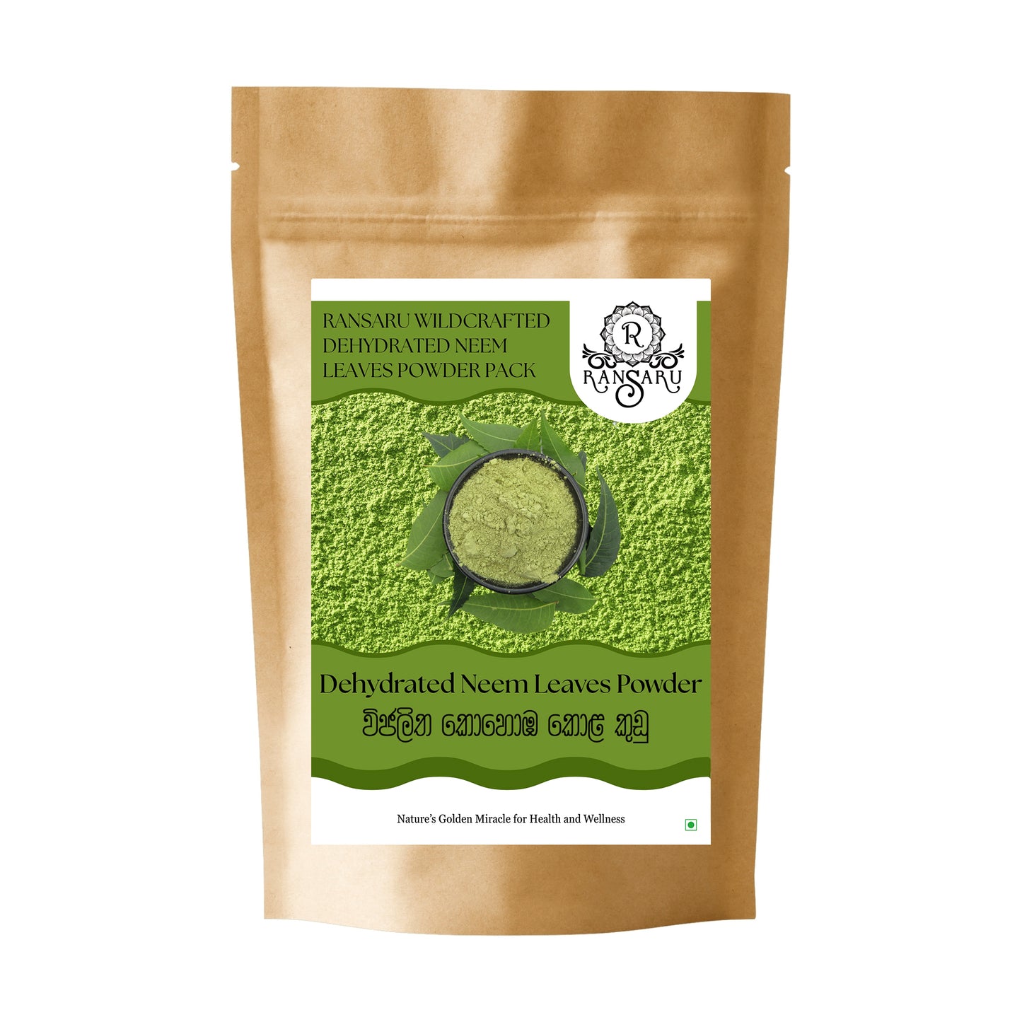 Ransaru Wildcrafted Dehydrated Neem Leaves Pulverpackung