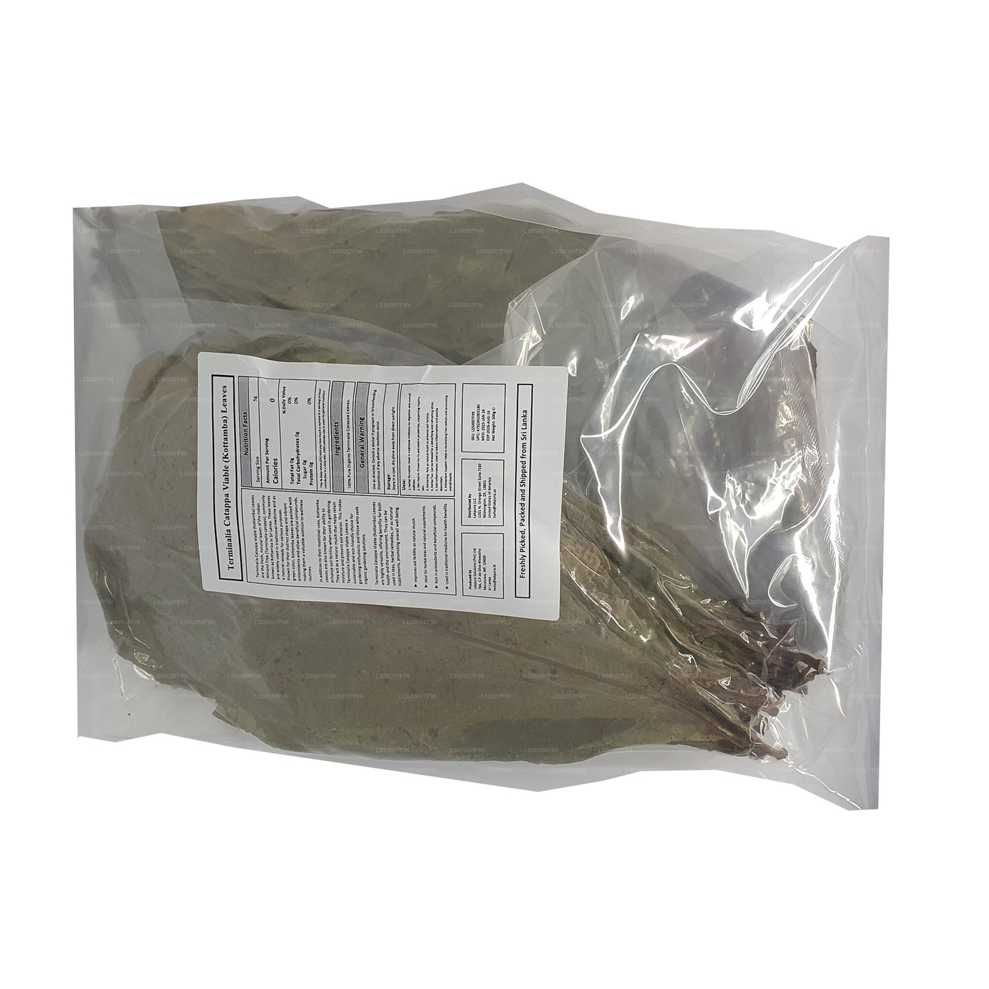 Lakpura® Wildcrafted Dehydrated Terminalia Catappa Leaves (Kottamba, Indian Almond) Pack