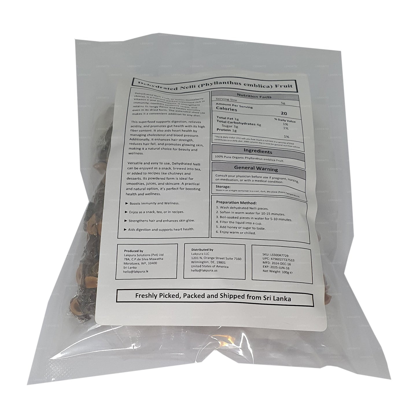 Lakpura Nelli disidratato (Amla/Phyllanthus emblica) Frutta