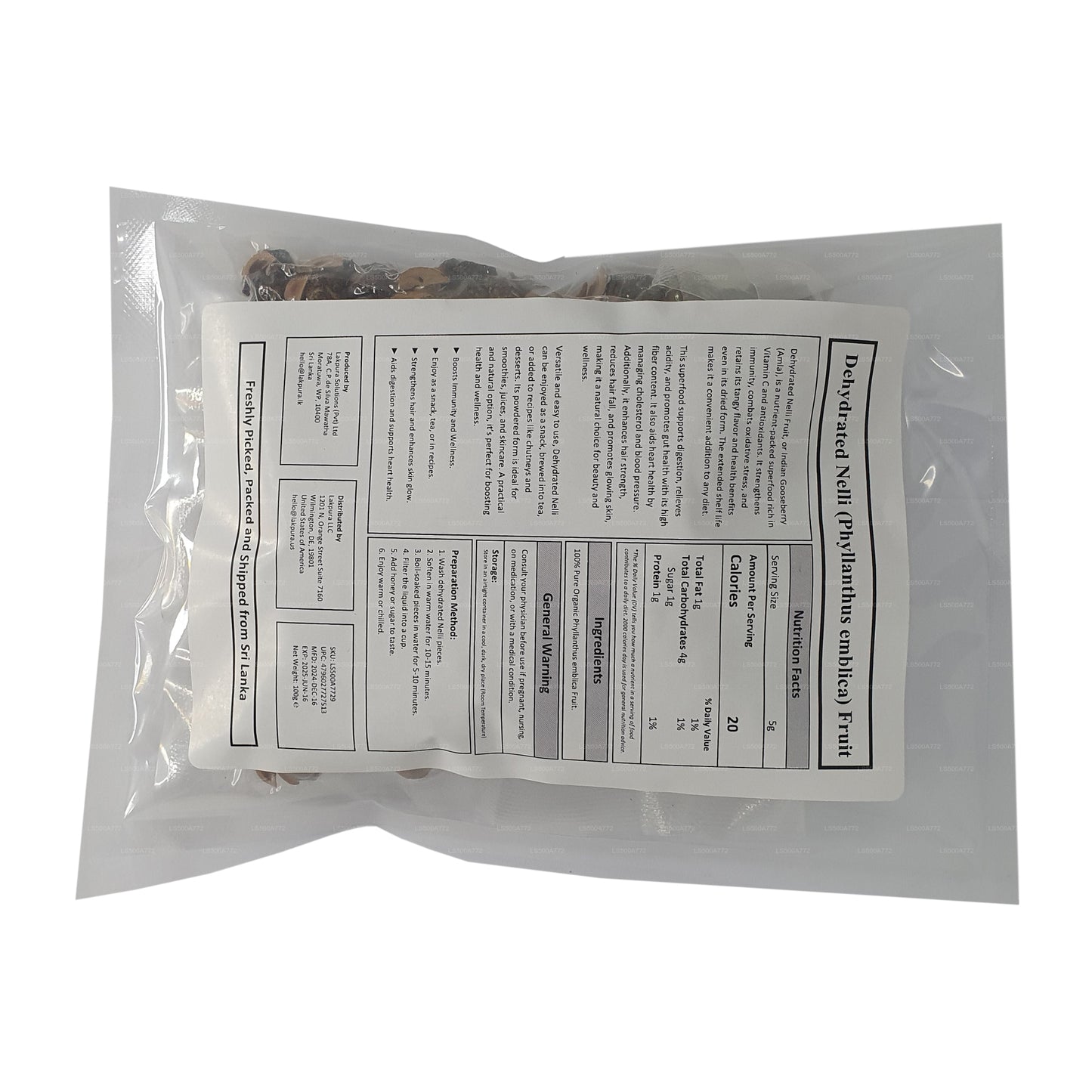 Lakpura Nelli disidratato (Amla/Phyllanthus emblica) Frutta