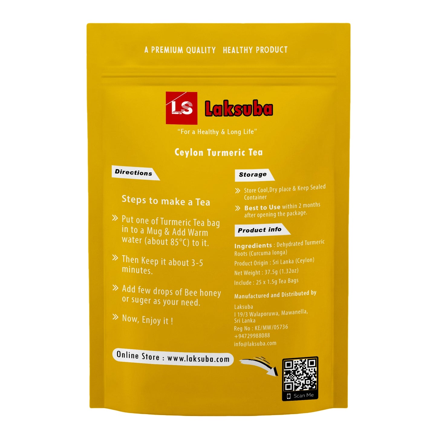 Laksuba Seylan Zerdeçal Çayı (37,5 g) 25 Poşet