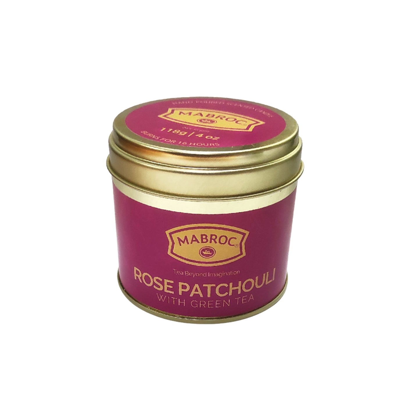 Mabroc Tea Infused Candle Tin Rose Patchouli with Green Tea (118g)
