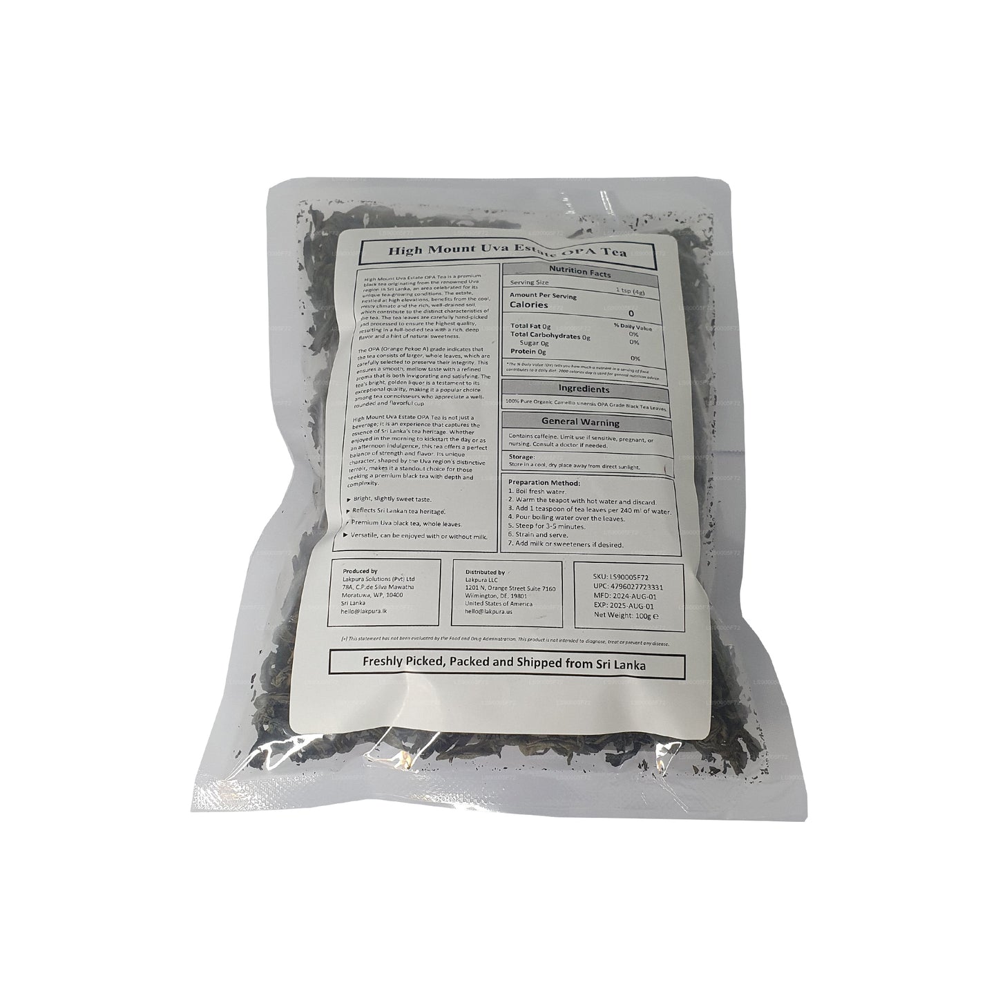 Lakpura® Uva High Mount Uva Estate OPA-Tee (100 g)