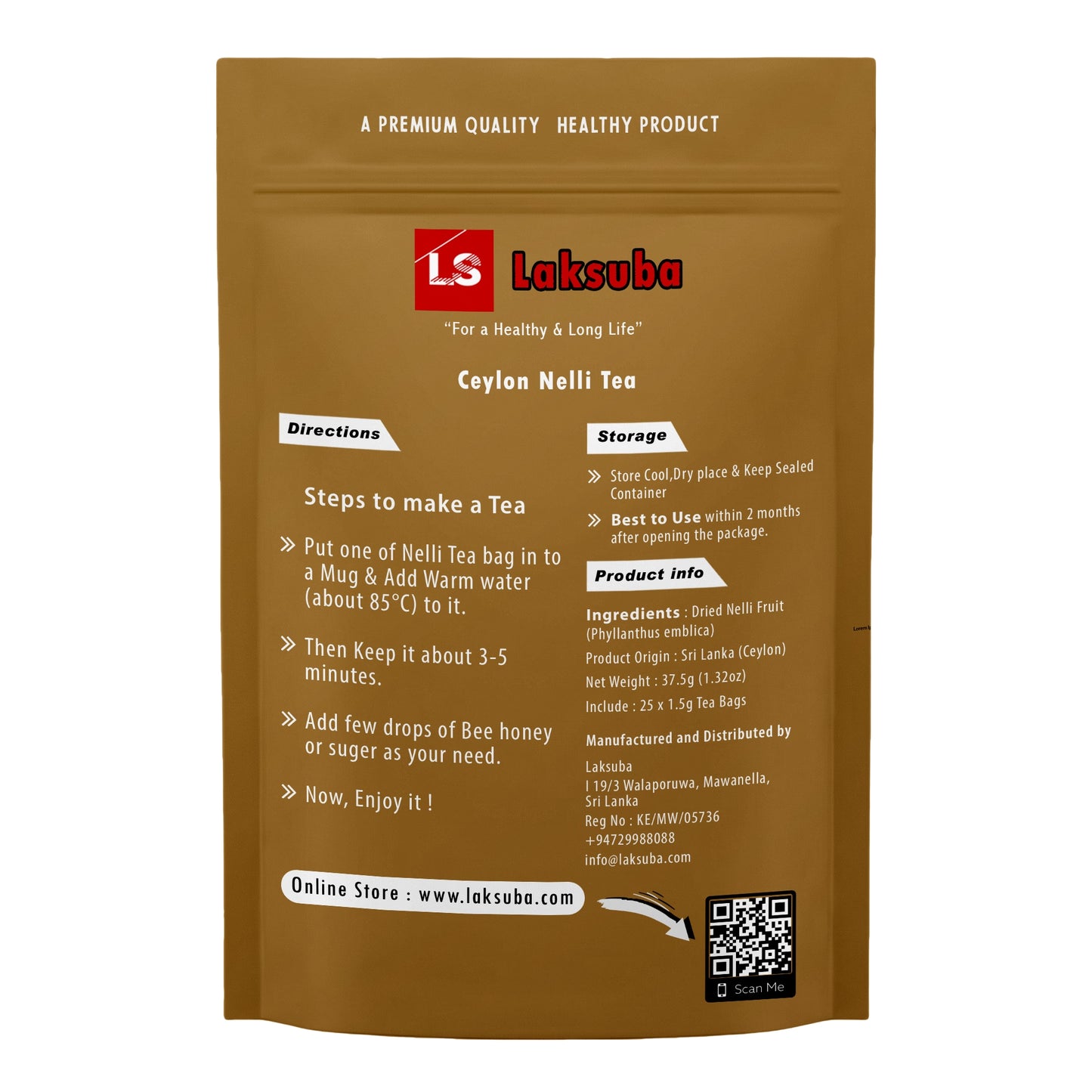 Laksuba Ceylon Nelli Tee (37,5 g) 25 Teebeutel