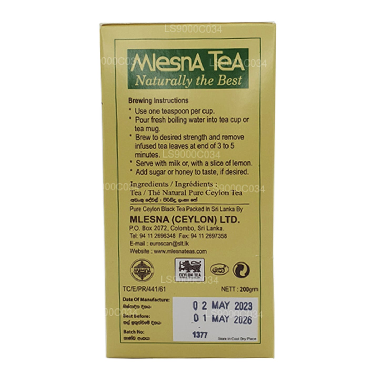 Tè sfuso Mlesna Loolecondera BOP Fannings Strong Brew (200g)