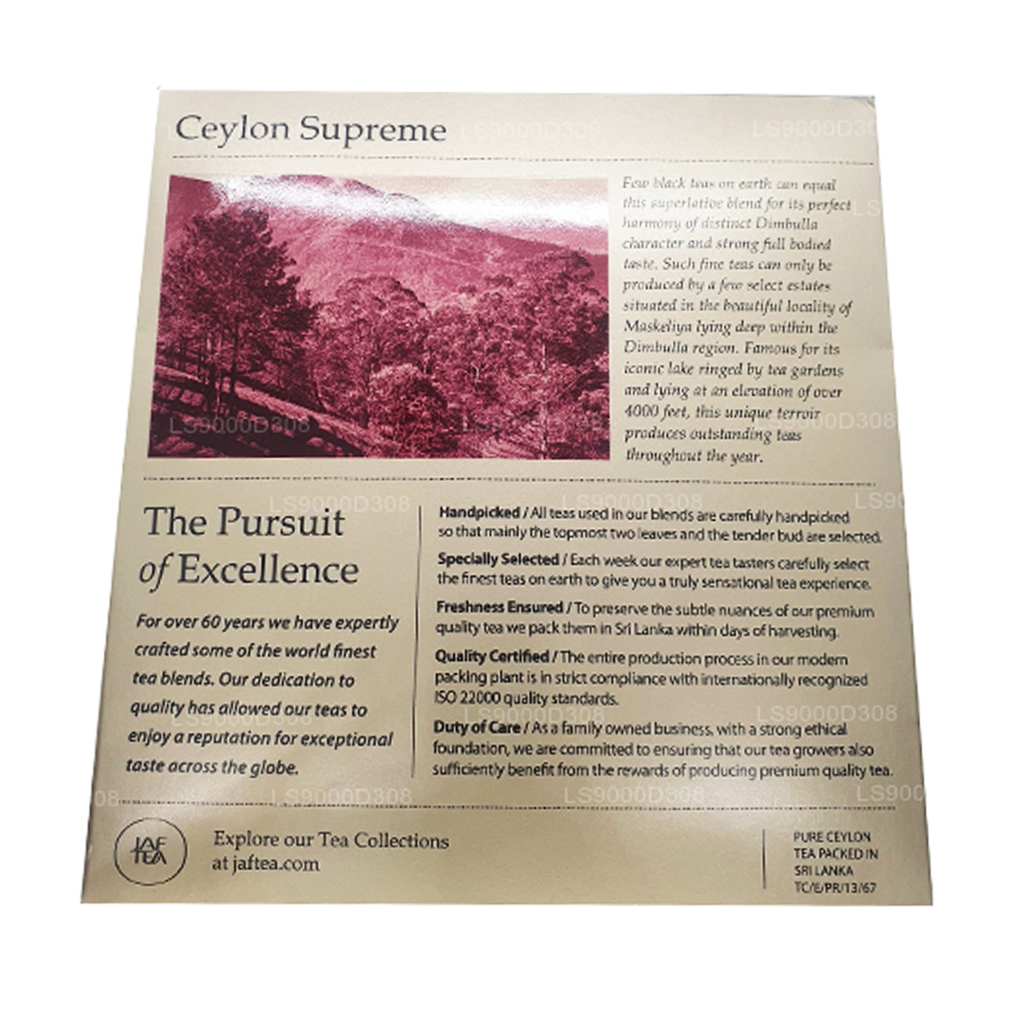 Jaf Classic Gold Collection Ceylon Supreme Tea