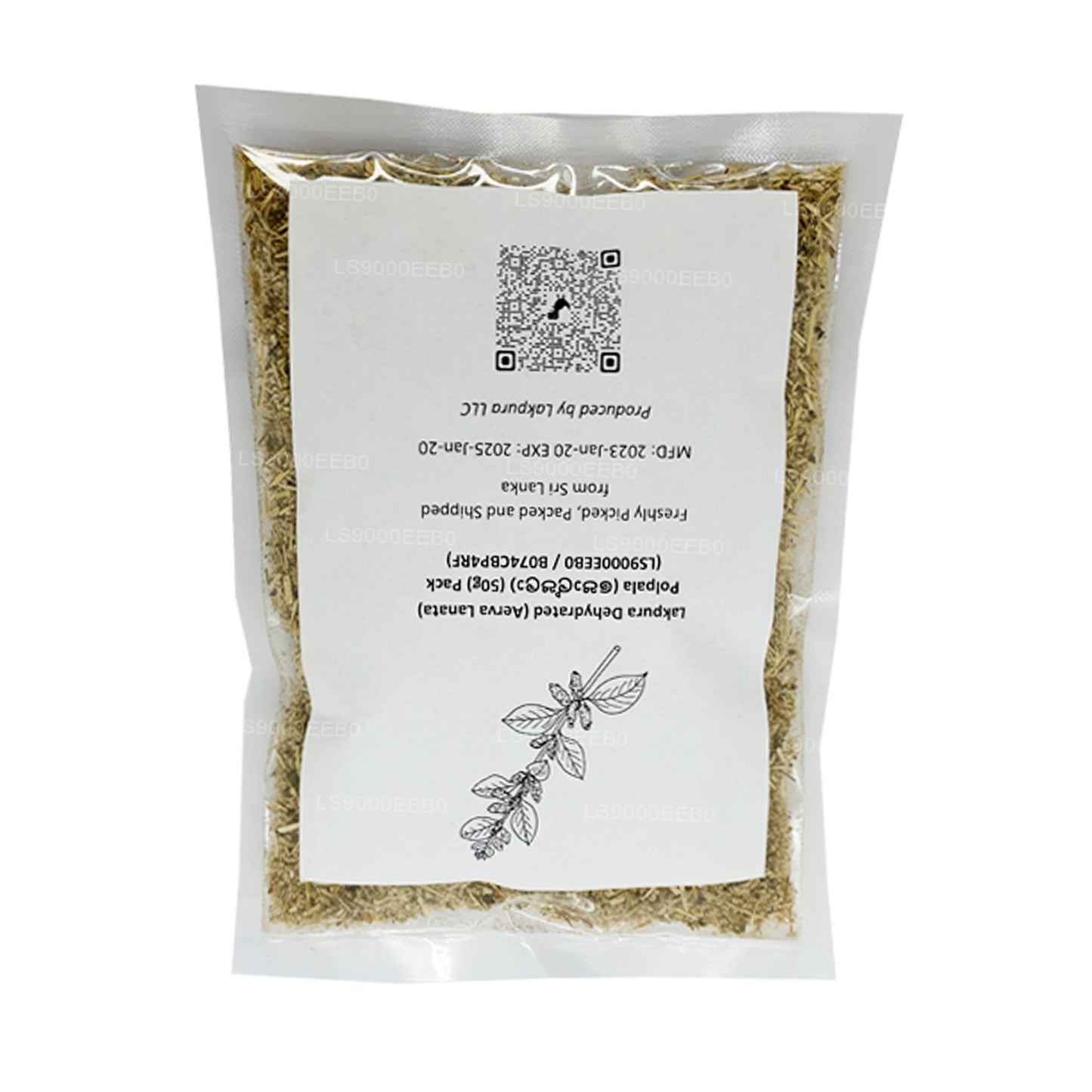 Lakpura Dehydratiserad (Aerva Lanata) Polpala (100g) Förpackning