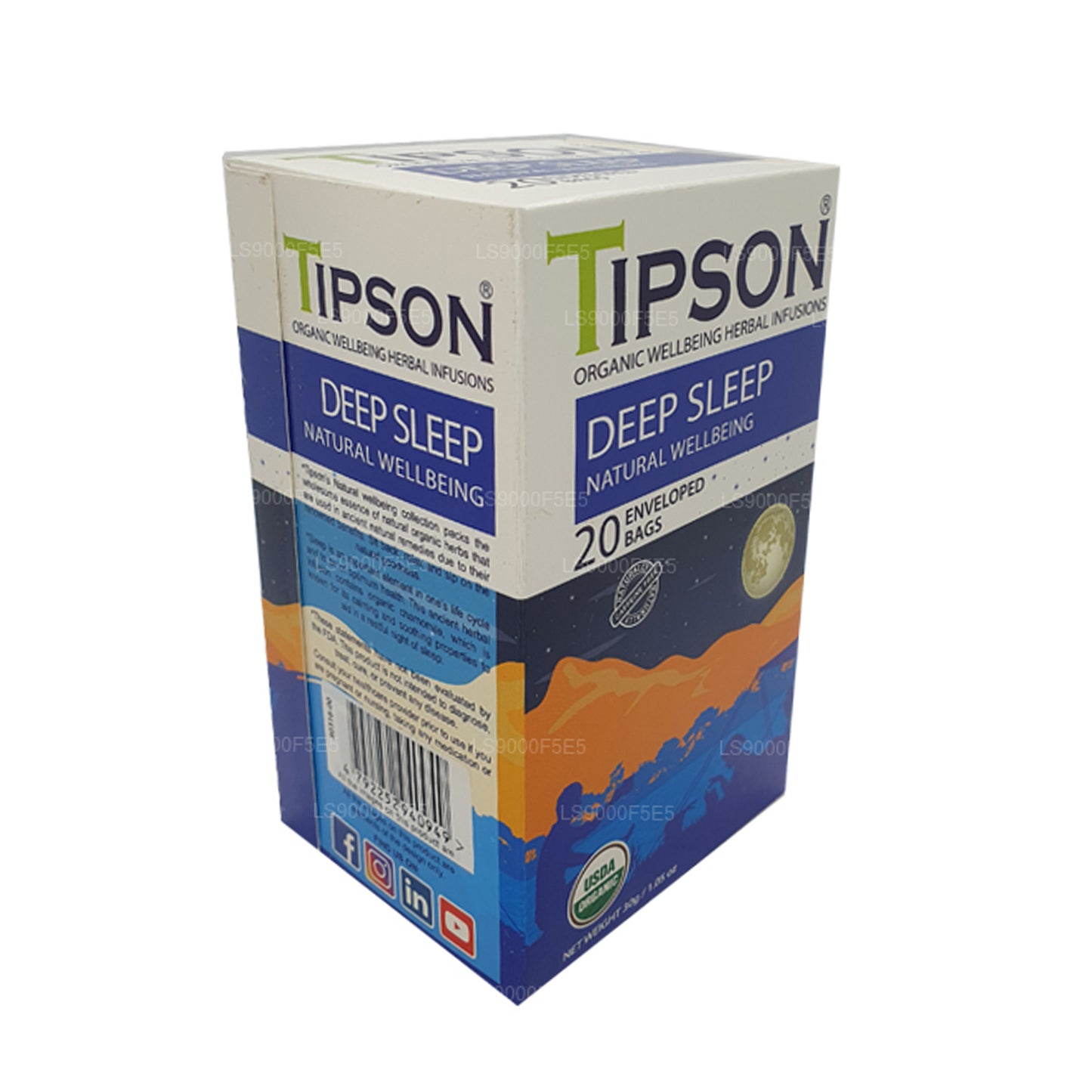Tipson Organic Deep Sleep Natural Wellbeing (30g) 20 Enveloped Tea Bags