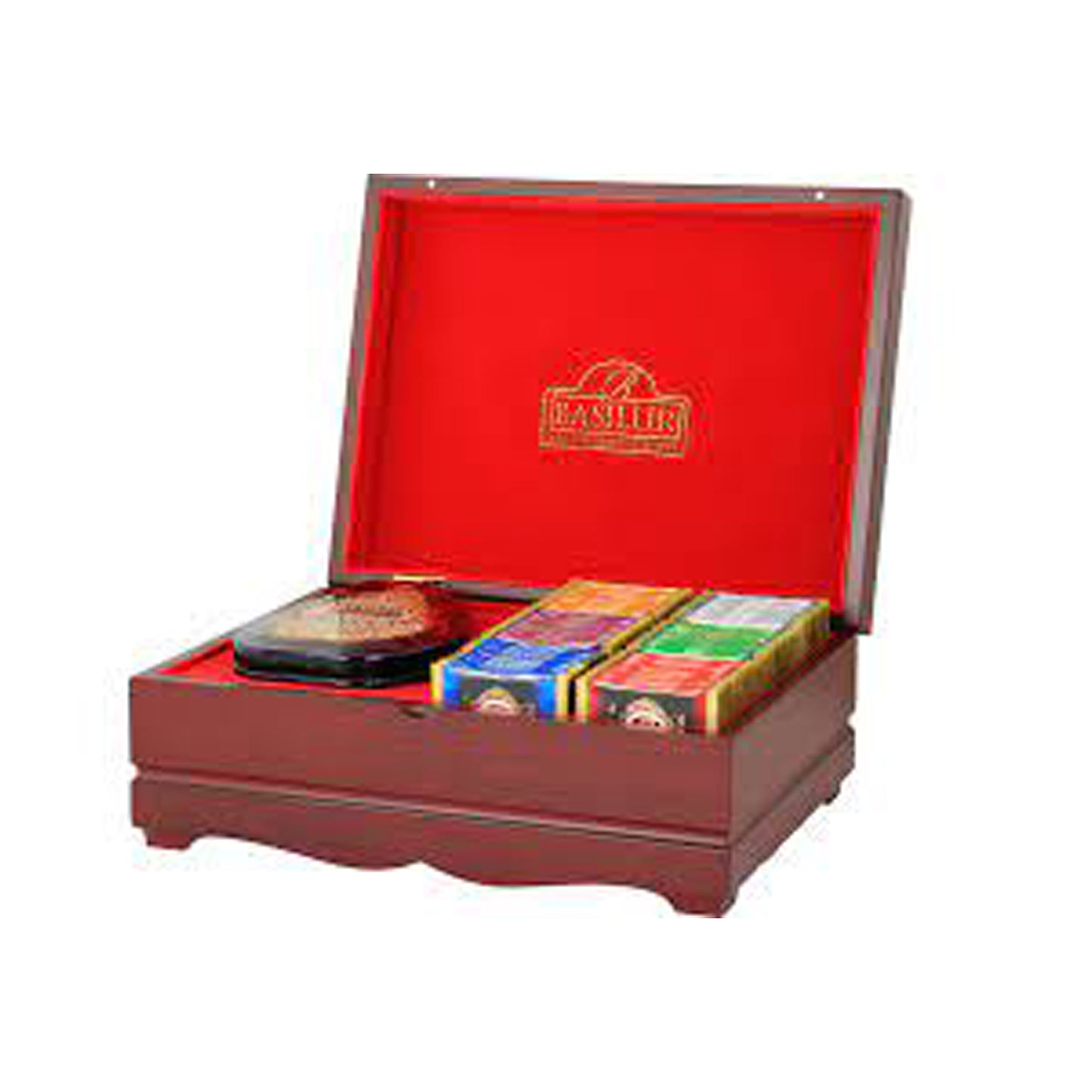 Basilur Luxuriöse Geschenkbox aus Holz mit 60 umhüllten Teebeuteln und einer Teedose von Island of Tea