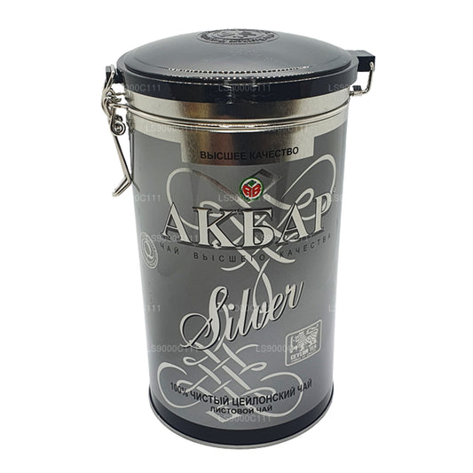 Akbar 100% Pure Ceylon Leaf Tea Tin (Silver - 300g)