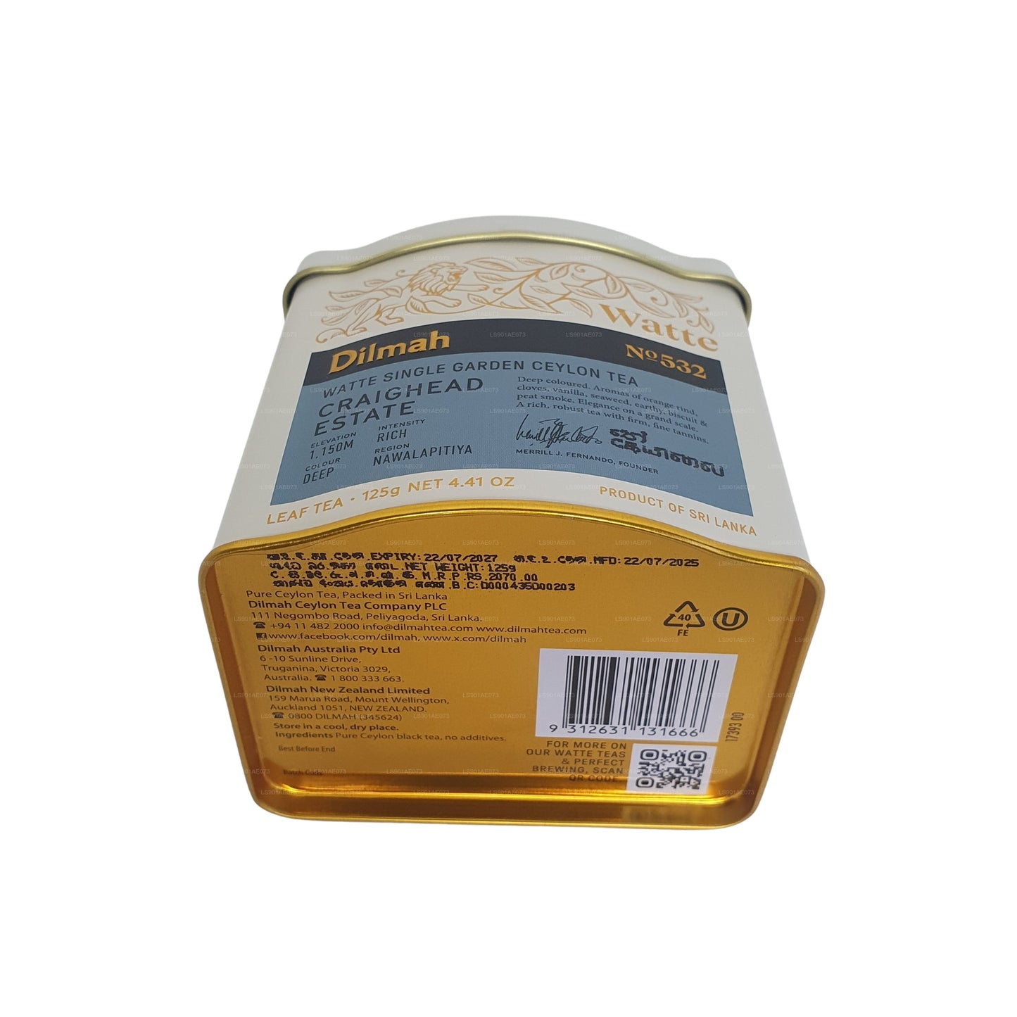 Dilmah Craighead Estate Watte Ceylon Black Tea (125g)