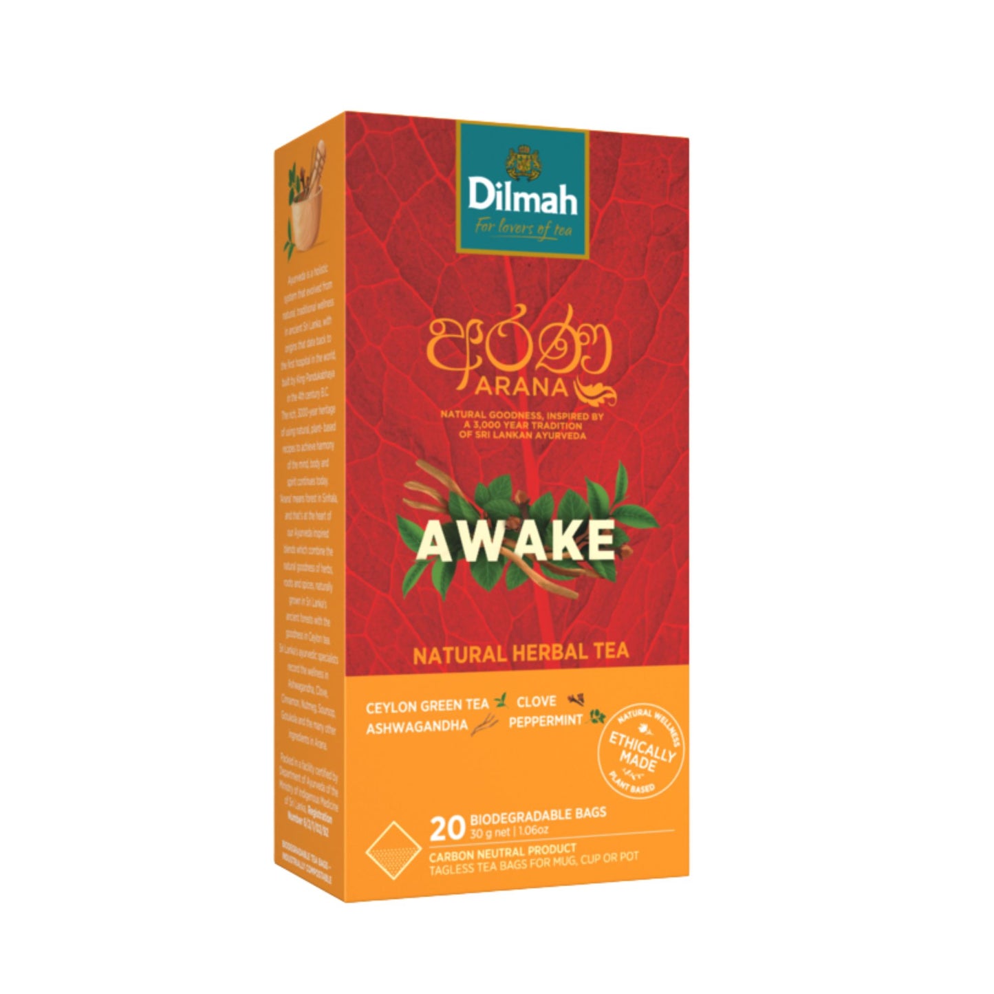 Dilmah Arana vågen naturlig urtegrøn te (20 tagless teposer)