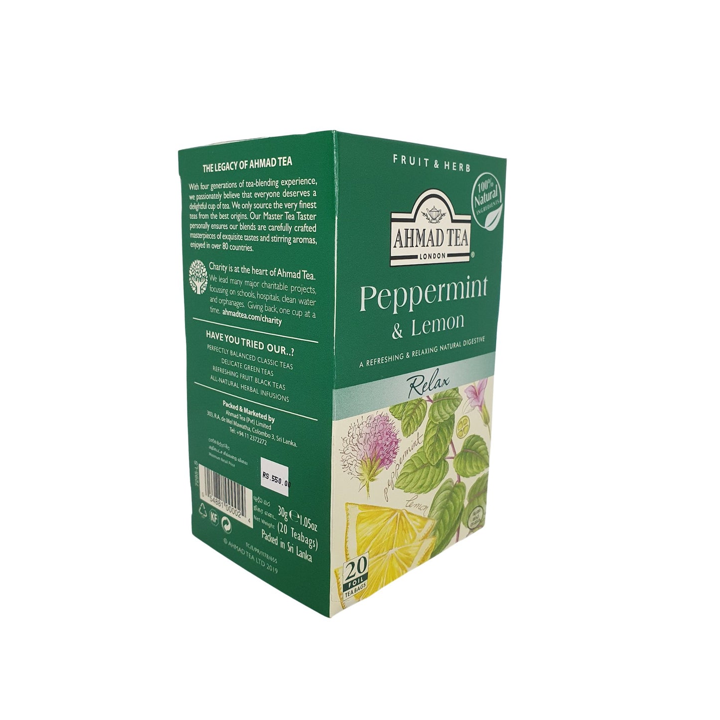 Ahmad Tea Peppermint & Lemon (30g) 20 Foil Tea Bags