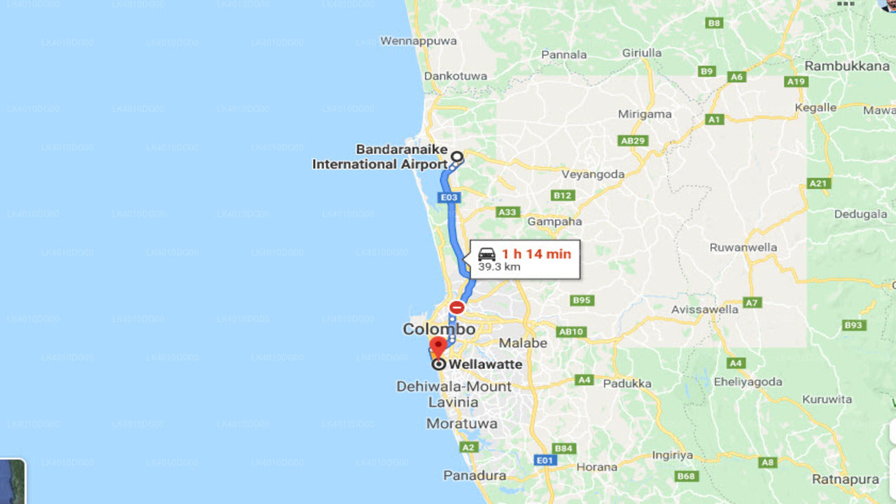 Wellawatte City to Colombo Airport (CMB) Private Transfer