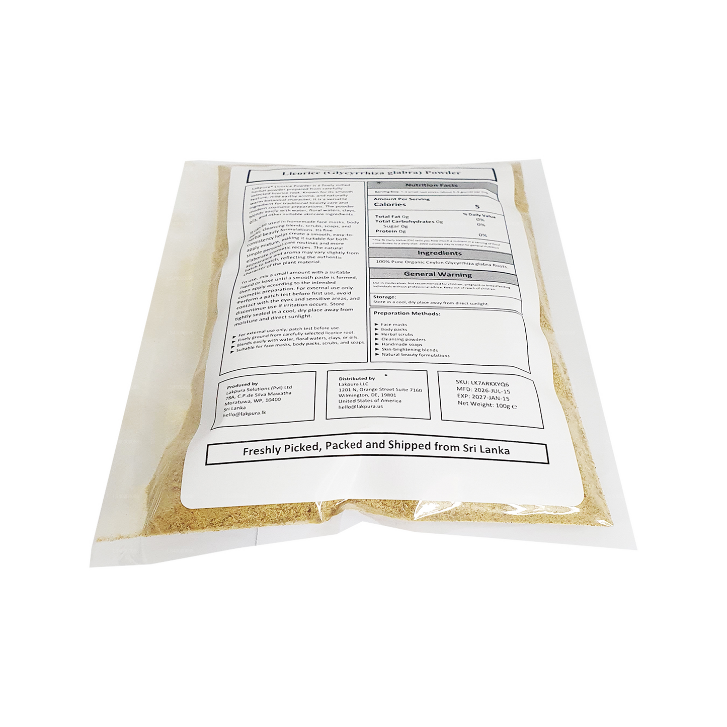 Lakpura® Licorice (Liquorice) Powder (100g)