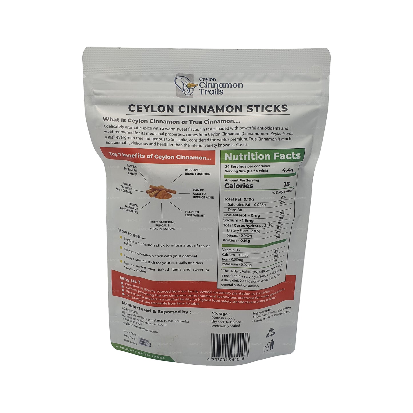 Ceylon Cinnamon Trails Kanelstänger (100g)