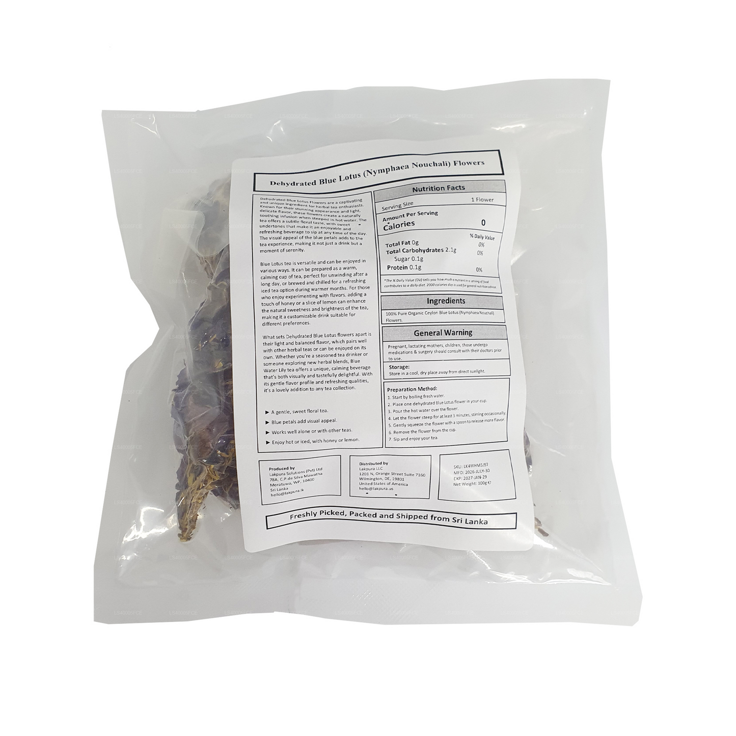 Lakpura® Dehydrated Blue Lotus Flowers