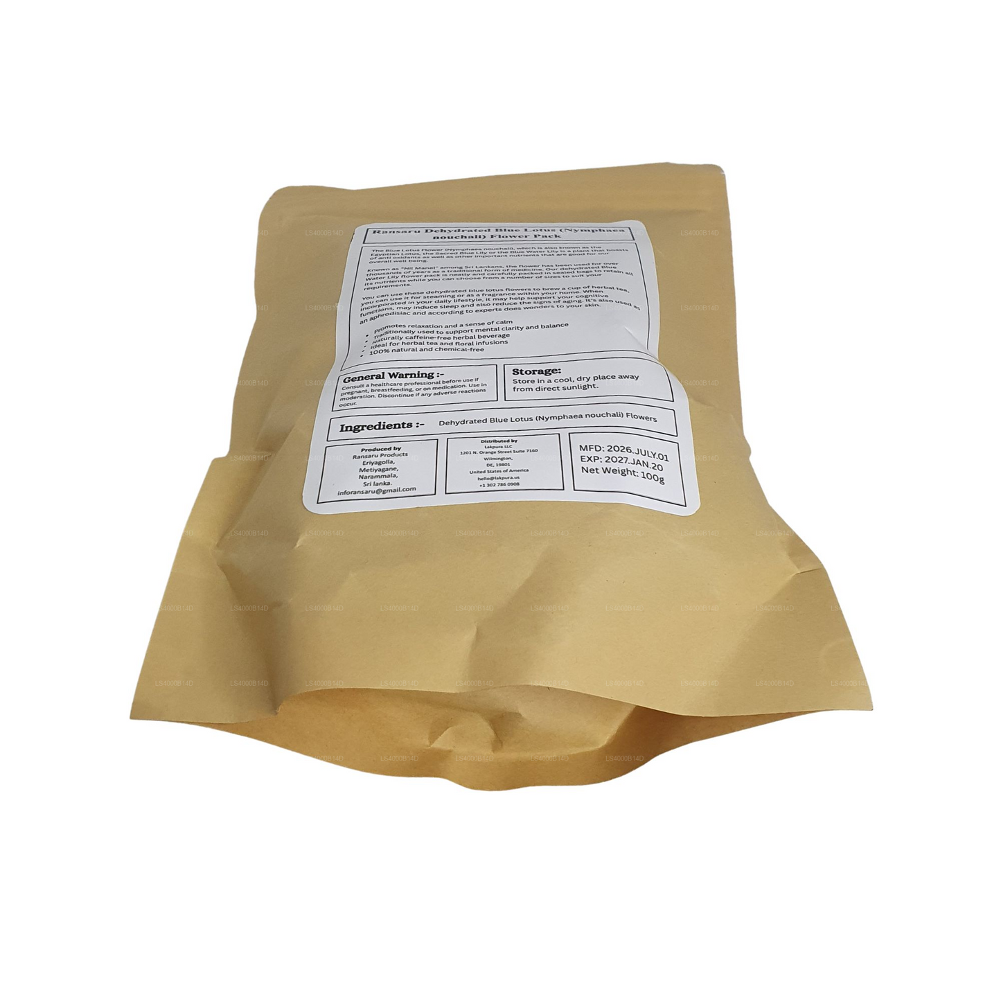 Ransaru Wildcrafted Dehydrated Blue Lotus (Nymphaea Nouchali) Flower Pack