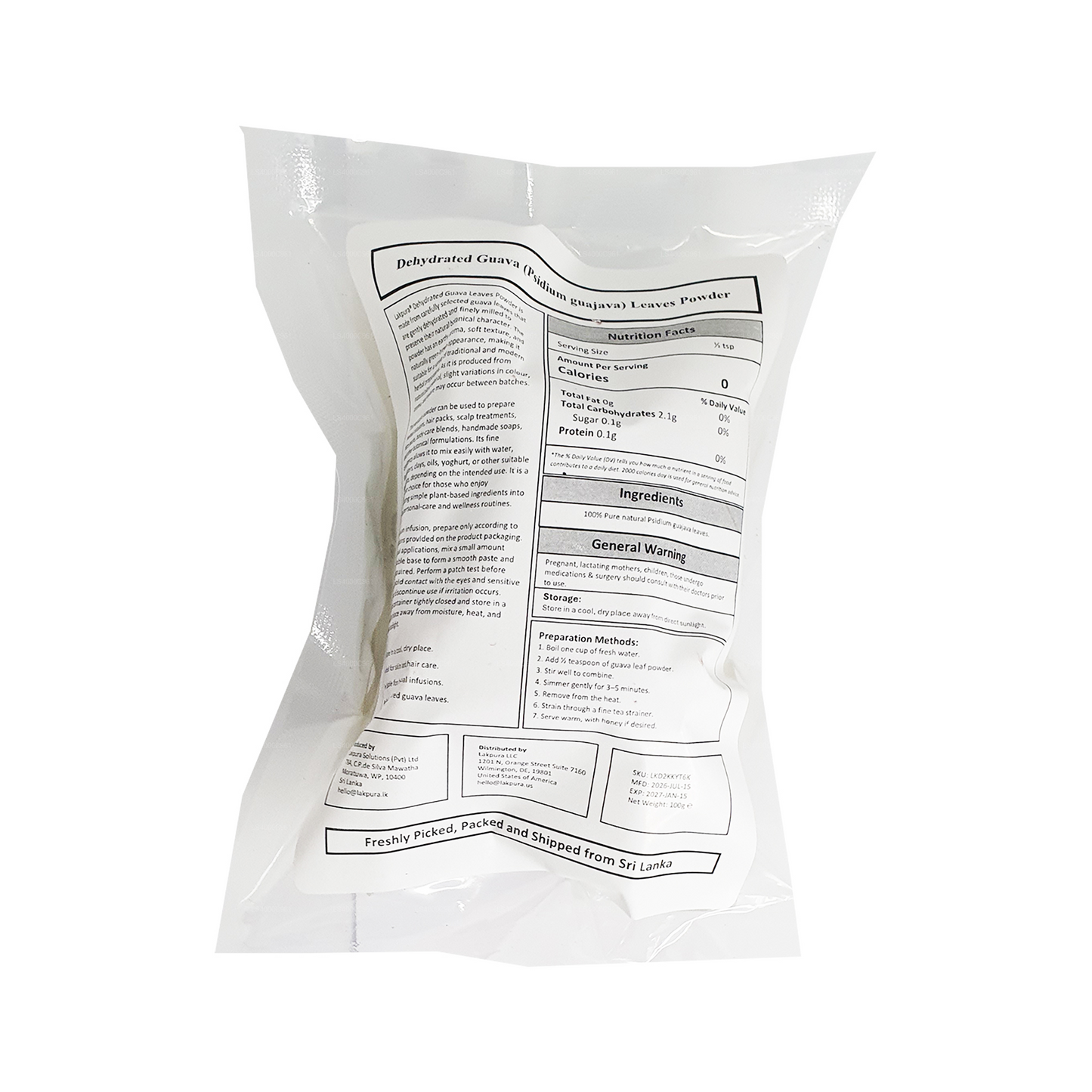 Lakpura® Dehydrated Guava Leaves Powder