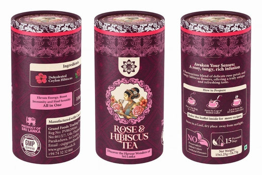 Grand Spices Lanka Rose & Hibiscus Tea (18.75g) 15 Pyramid Tea Bags