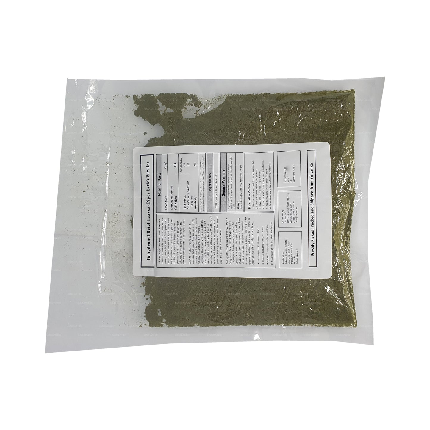 Lakpura Odwodnione Liście Betelu w proszku (100g)