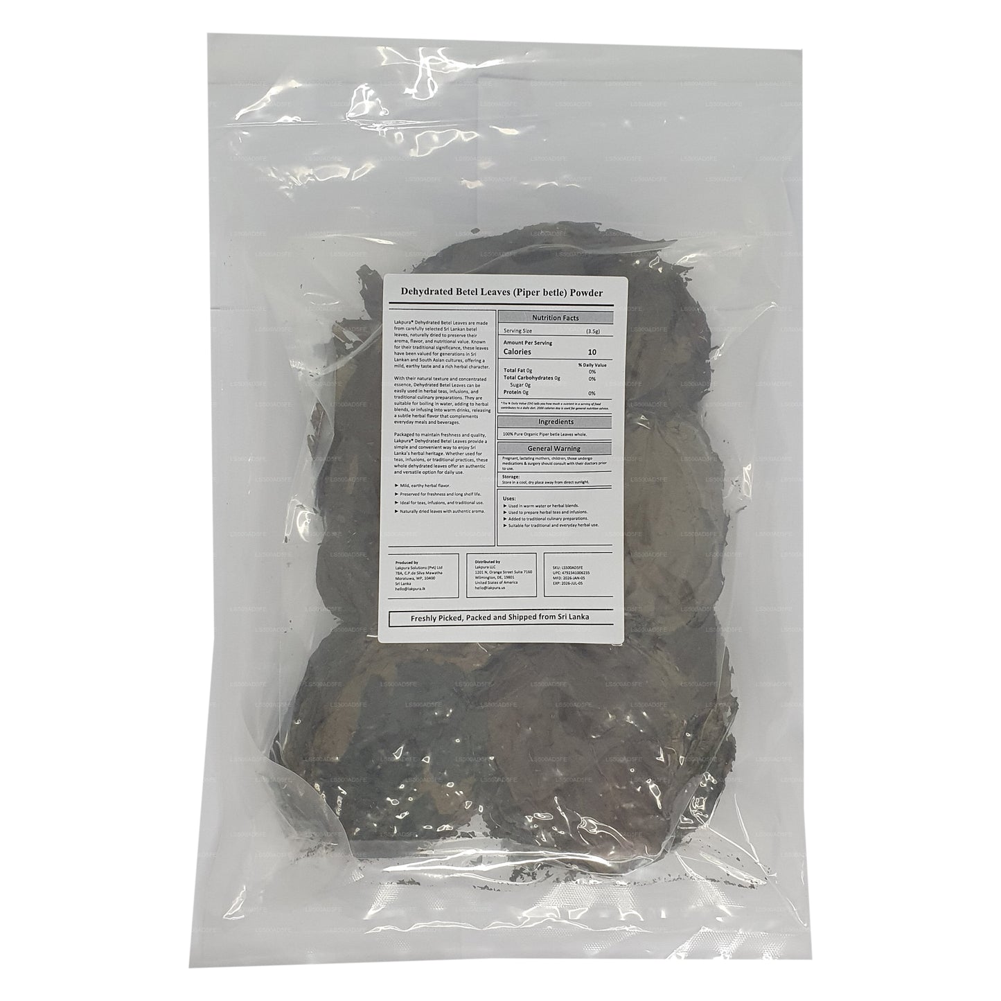 Lakpura® Dehydrated Betel Leaves