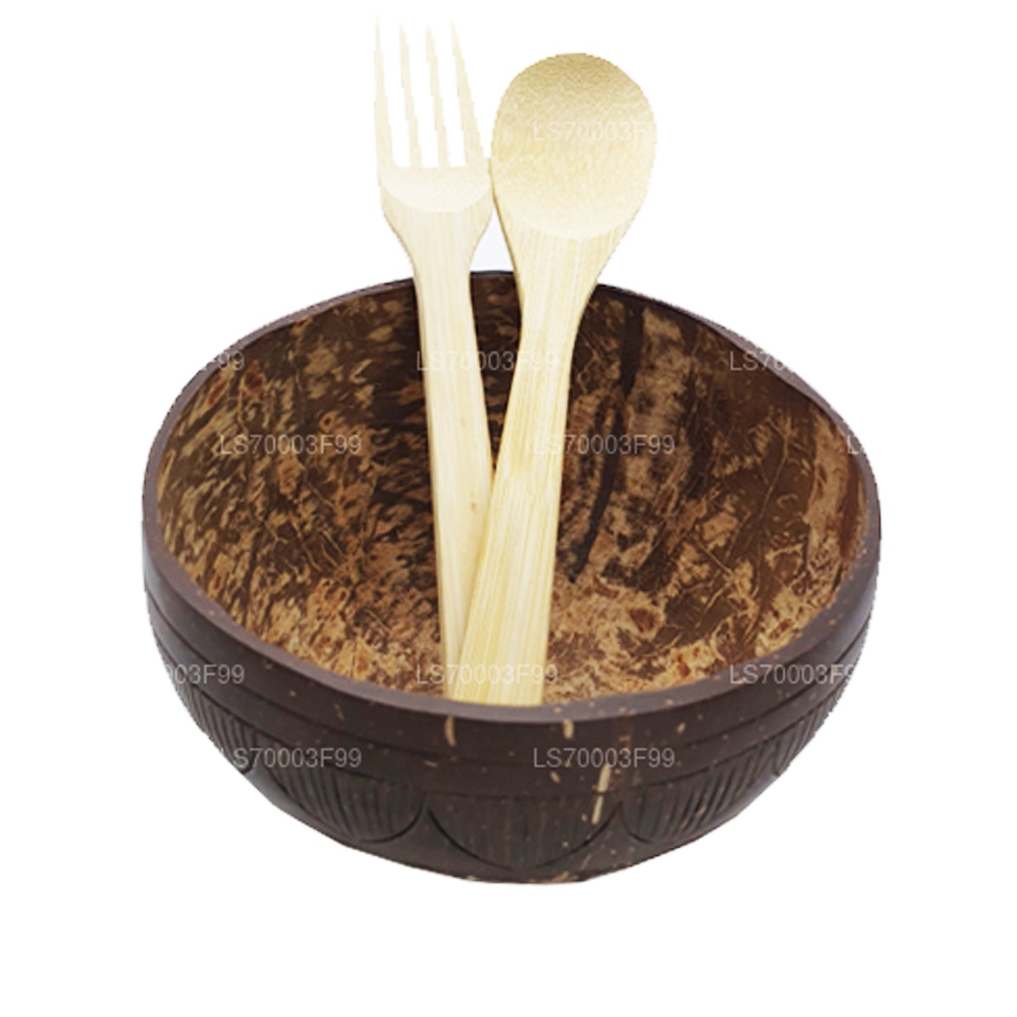 Coconut Shell Smoothie Skål Med Ske Og Gaffel