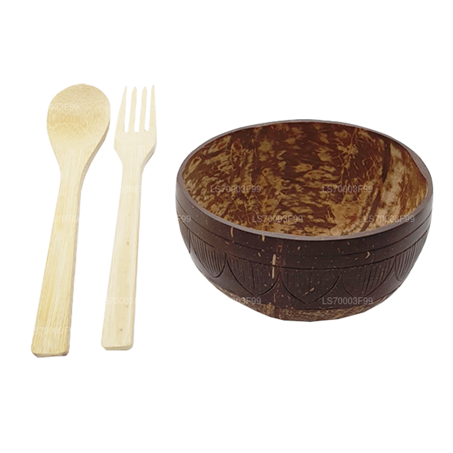 Coconut Shell Smoothie Skål Med Ske Og Gaffel
