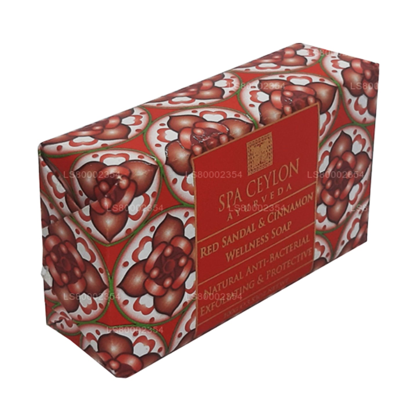 Jabón de bienestar exfoliante antibacteriano Spa Ceylon con sándalo rojo y canela (100 g)