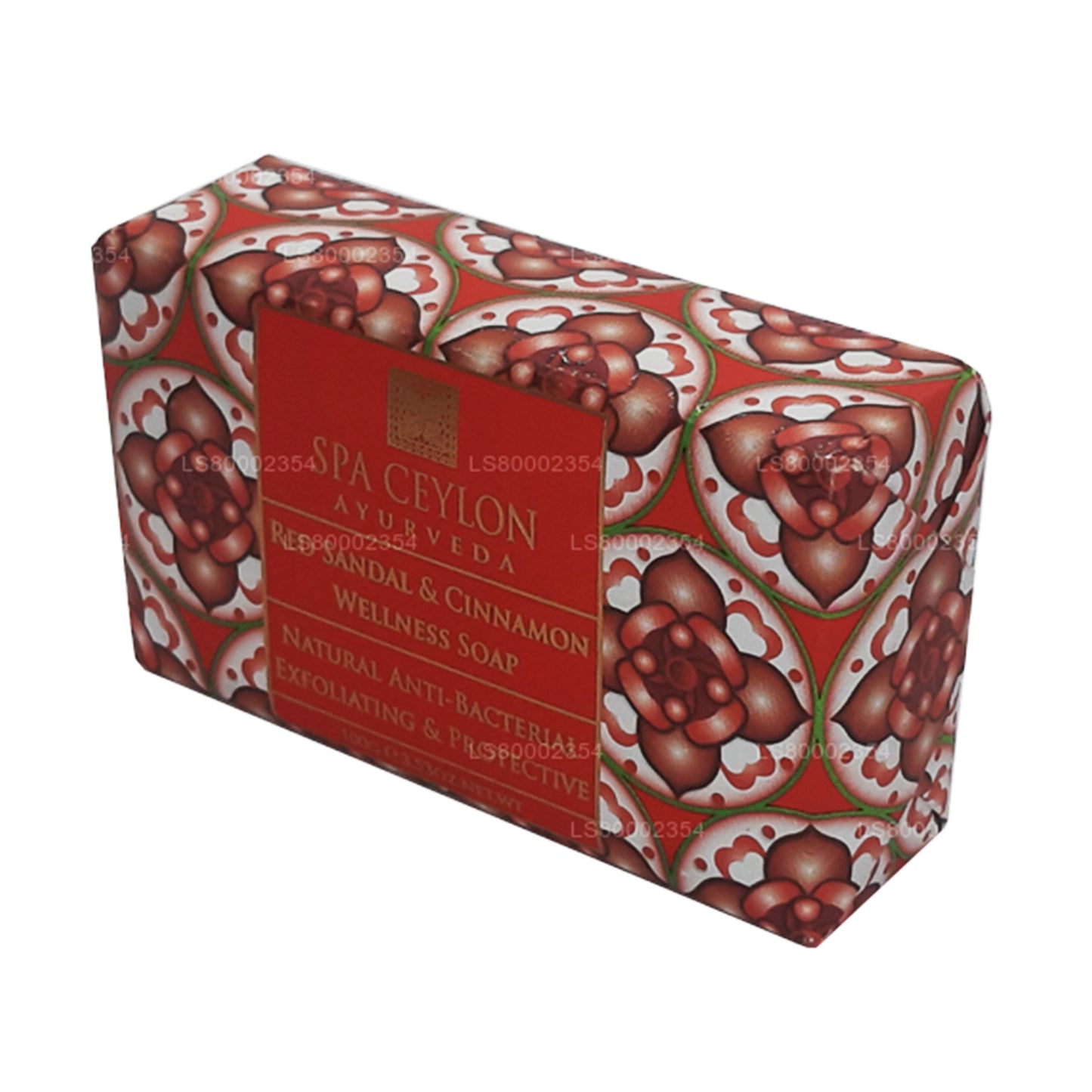 Jabón de bienestar exfoliante antibacteriano Spa Ceylon con sándalo rojo y canela (100 g)