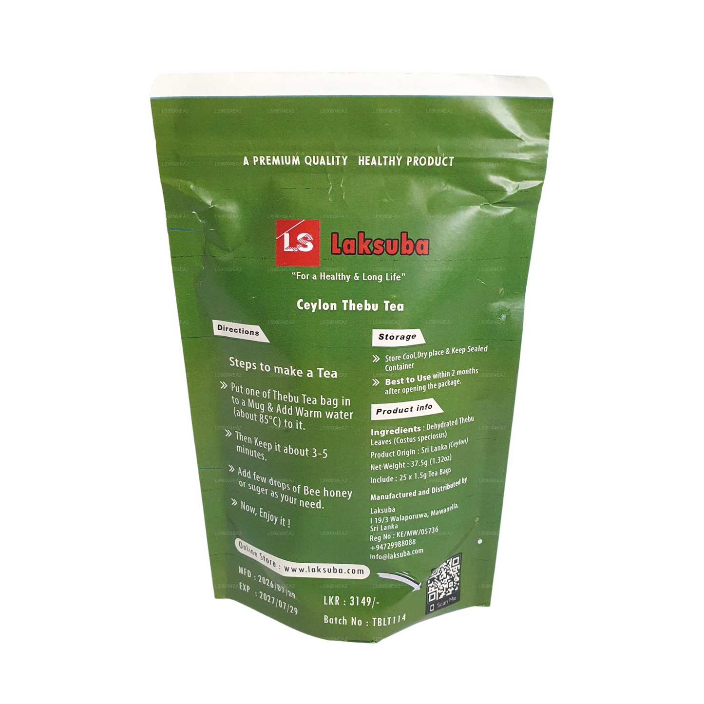 Laksuba Ceylon Thebu Tea (37.5g) 25 Tea Bags
