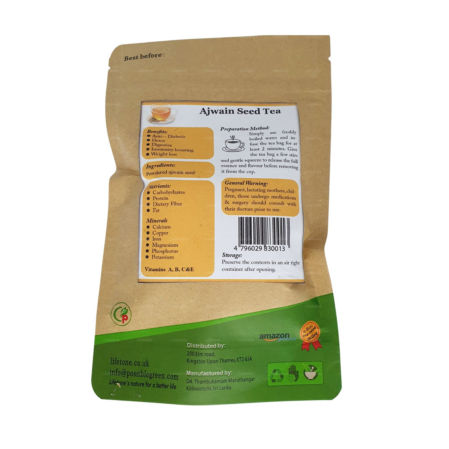 Lifetone Ajwain Seed Tea (30g) 20 Tea Bags