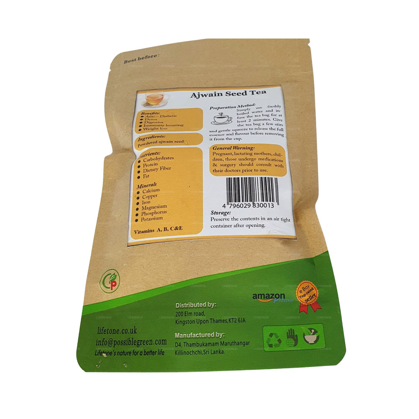 Lifetone Ajwain Seed Tea (30g) 20 Tea Bags
