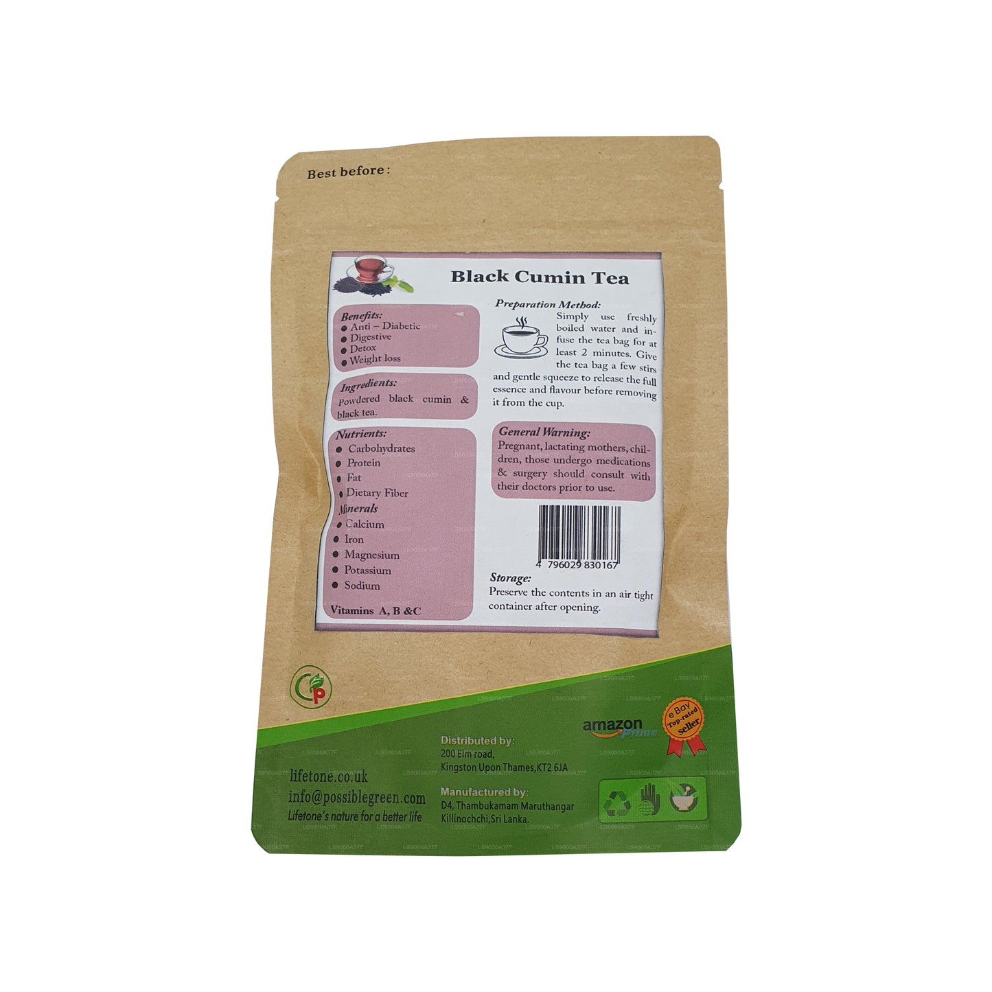 Lifetone svart kummin te (40g)
