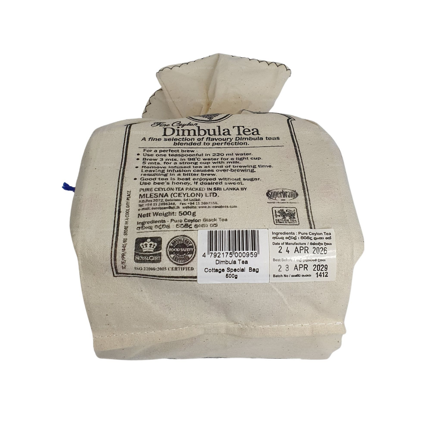 Čaj Mlesna Dimbula Leaf Čaj v látkovém sáčku (500g)