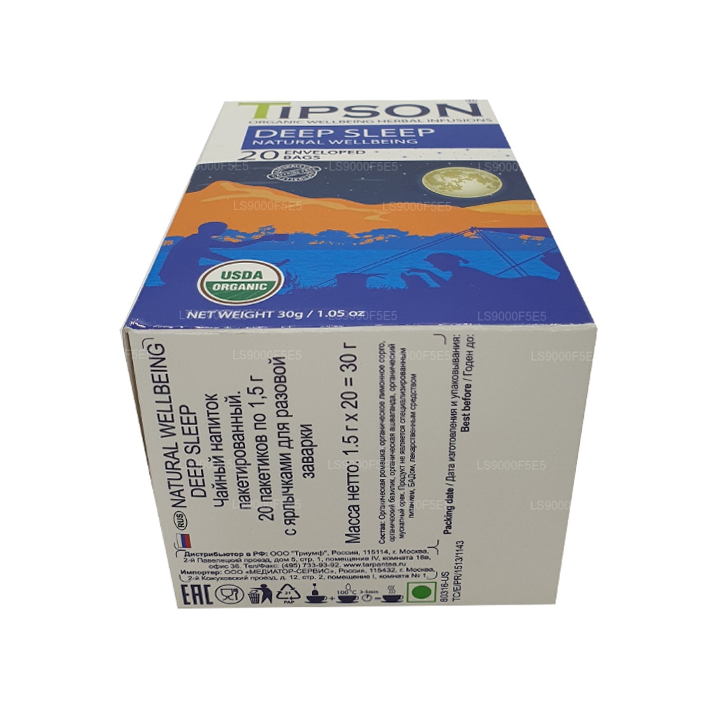 Tipson Organic Deep Sleep Natural Wellbeing (30g) 20 Enveloped Tea Bags