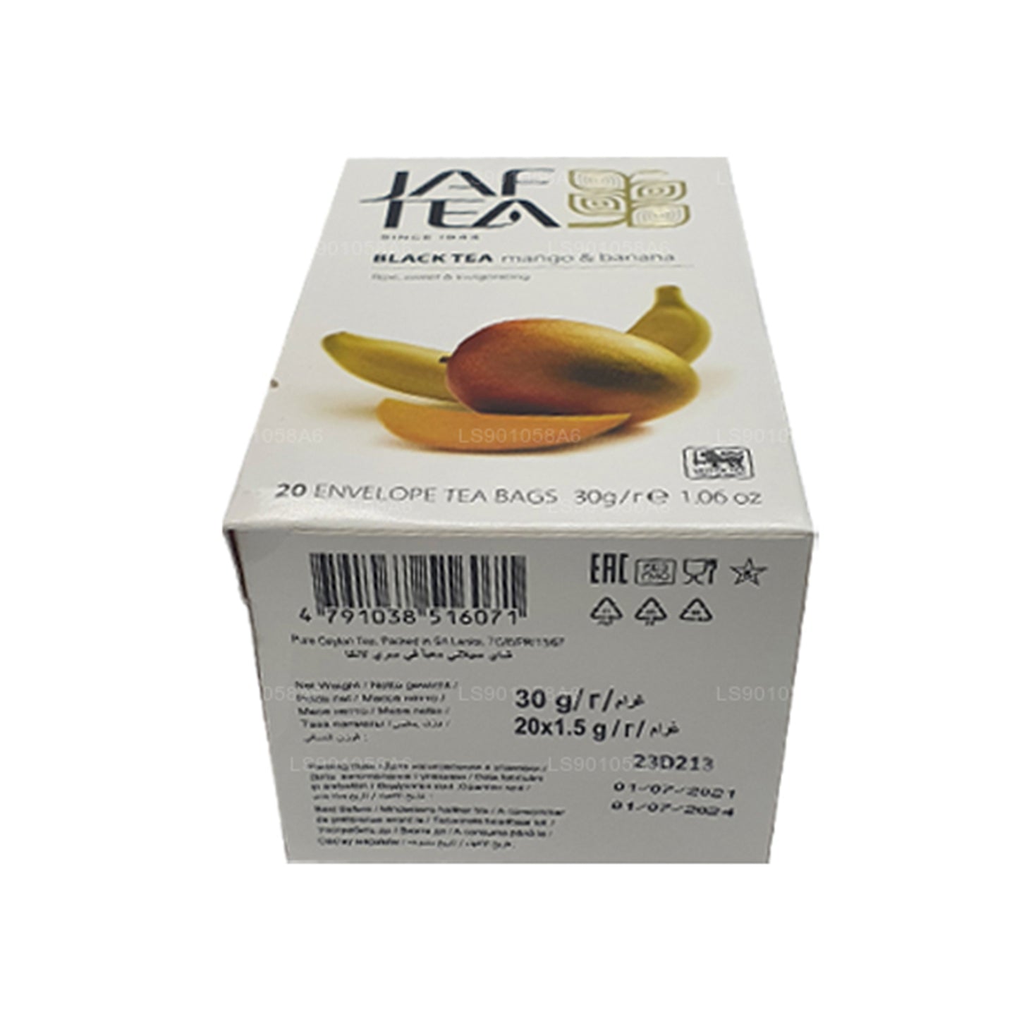 Jaf Tea Pure Fruits Collection Black Tea Mango Banana Foil Envelop Tea Bags (30g)
