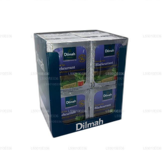 Dilmah Blackcurrant Flavored Tea (20g) 10 Individually Foil Wrapped Bags (12 Pack)