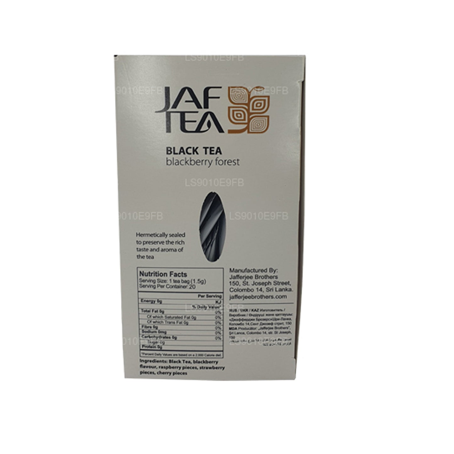 Jaf Tea Pure Fruits Collection Black Tea Blackberry Forest Foil Envelop Tea Bags (30g)