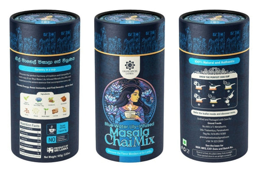Grand Spices Lanka Blue Water Lily Infused Masala Chai Mix (100g) Canister