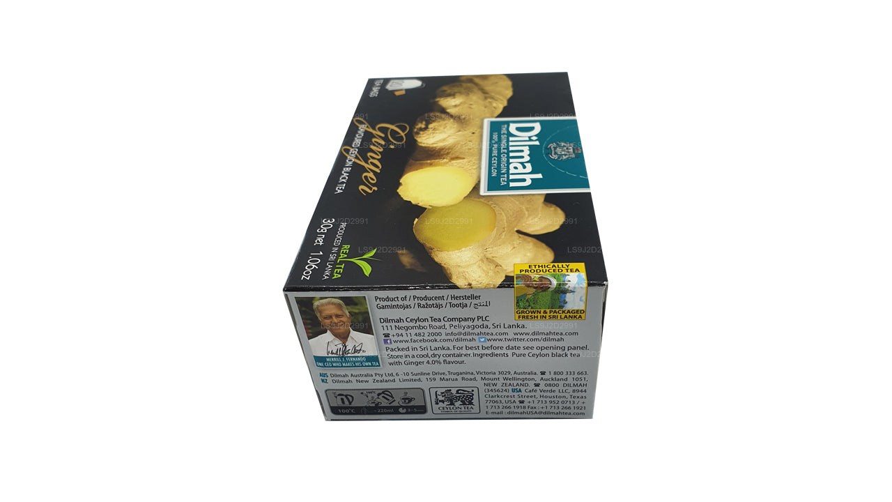Dilmah Ginger Flavored Black Tea (30g) 20 Tea Bags