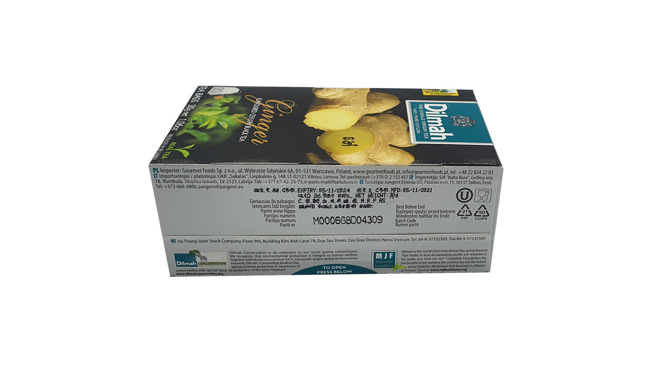 Dilmah Ginger Flavored Black Tea (30g) 20 Tea Bags