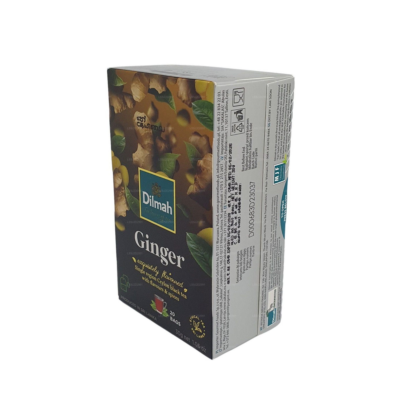 Dilmah ingefær aromatiseret sort te (30 g) 20 teposer
