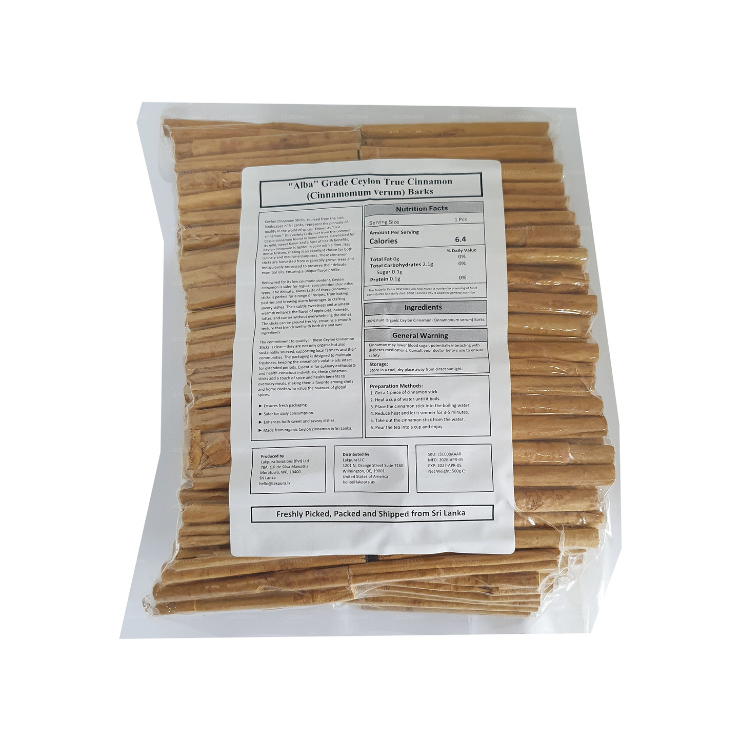 Lakpura® Ceylon ægte Kanel "Alba" kvalitetsstænger