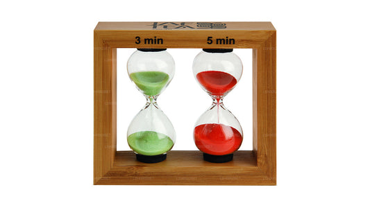 Jaf Tea Glas-Sanduhr mit Bambusrahmen